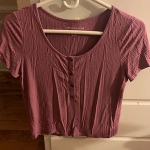 Cropped purple button down tee